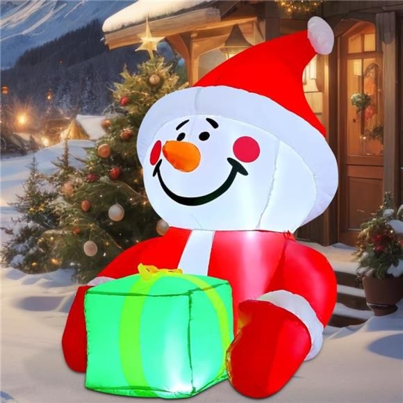4.5 FT Christmas Inflatable Snowman Outdoor Decoration Blow Up with LED Lights - Picture 3 of 6